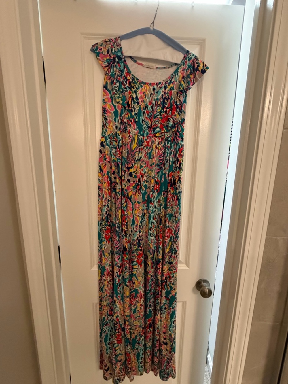 Vibrant Floral Teal Maxi Dress - Women's Summer Maxi